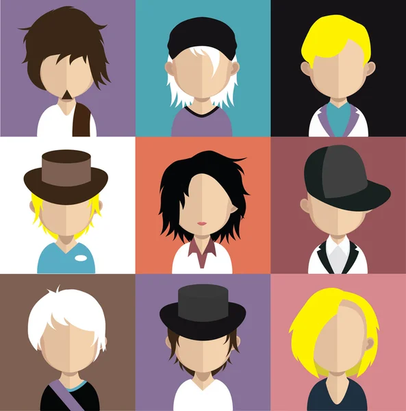 Conjunto de iconos de personas con caras . — Vector de stock