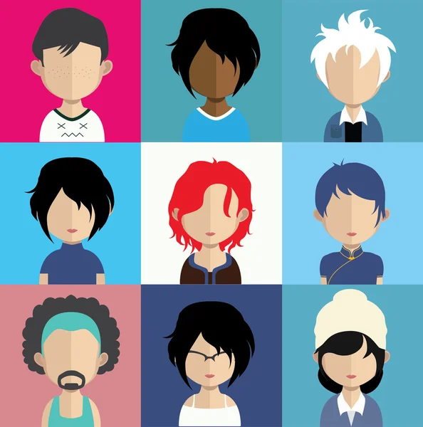 Conjunto de iconos de personas con caras . — Vector de stock