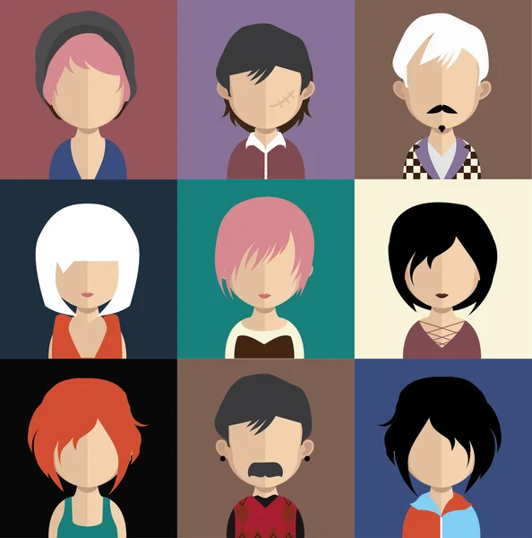 Set of people icons with faces. — Stock Vector