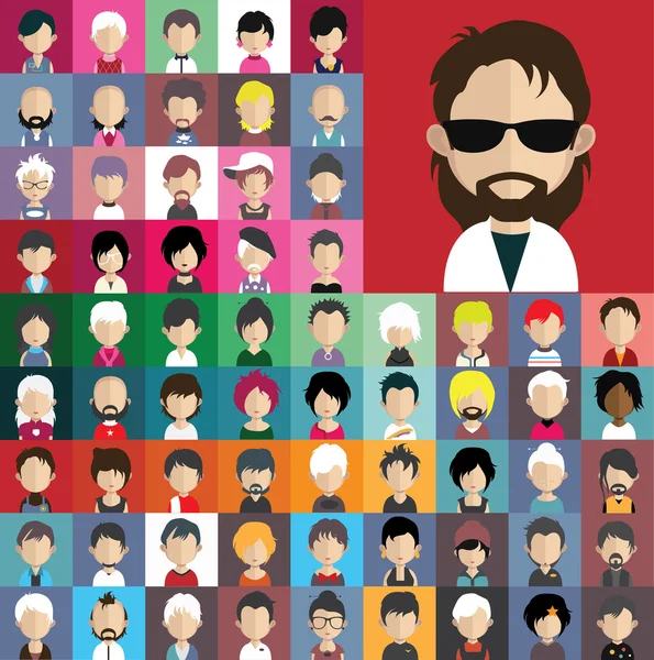 Conjunto de iconos de personas con caras . Vectores de stock libres de derechos