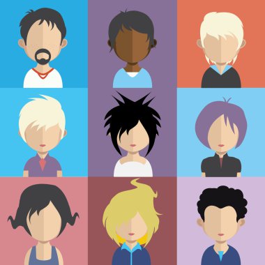 Set of people icons with faces. clipart