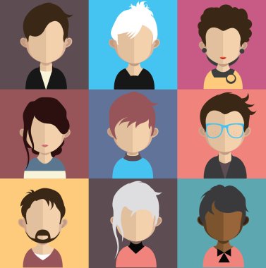 Set of people icons with faces. clipart