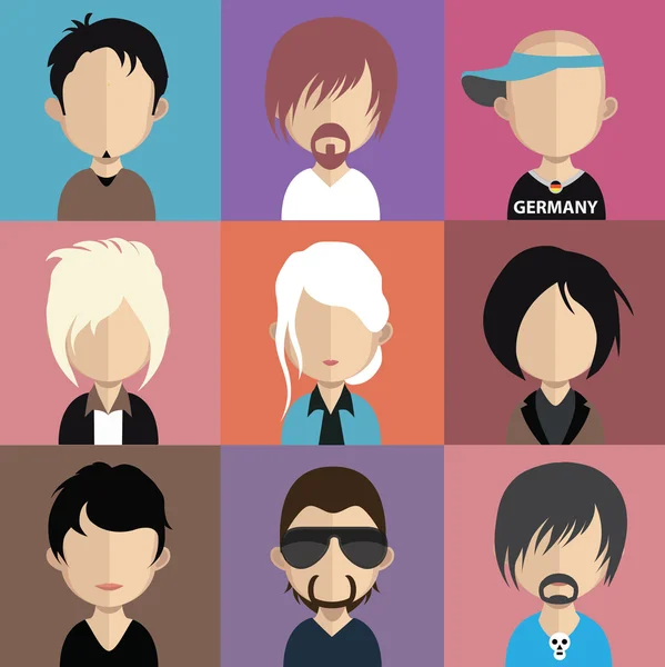 Conjunto de iconos de personas con caras . — Vector de stock