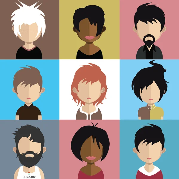 Conjunto de iconos de personas con caras . — Archivo Imágenes Vectoriales