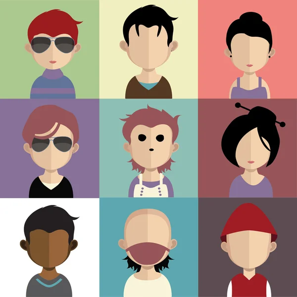 Conjunto de iconos de personas con caras . — Archivo Imágenes Vectoriales