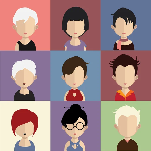 Conjunto de ícones de pessoas com rostos . —  Vetores de Stock