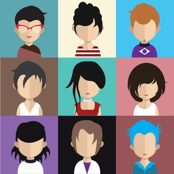 Set of people icons with faces. — Stock Vector