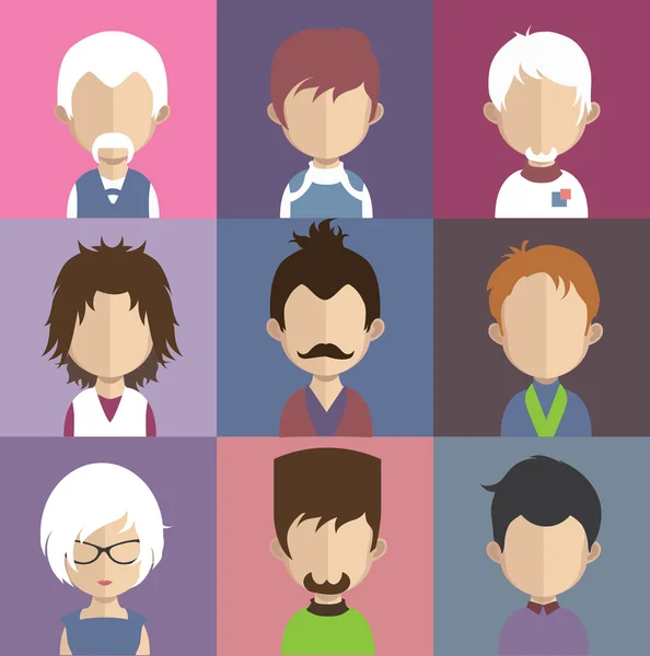 Set of people icons with faces. — Stock Vector