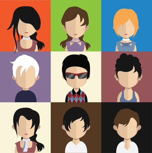 Conjunto de iconos de personas con caras . — Vector de stock