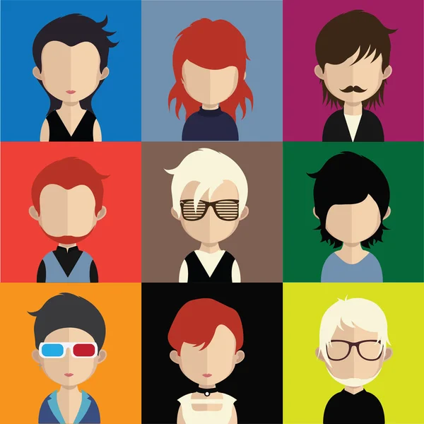 Conjunto de iconos de personas con caras . — Vector de stock