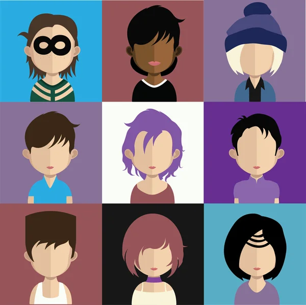 Conjunto de iconos de personas con caras . — Vector de stock