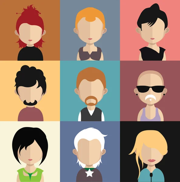 Conjunto de ícones de pessoas com rostos . — Vetor de Stock