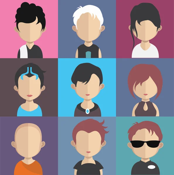 Conjunto de iconos de personas con caras . — Vector de stock