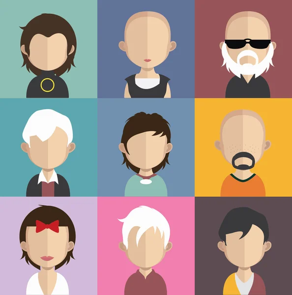 Set of people icons with faces. — Stock Vector