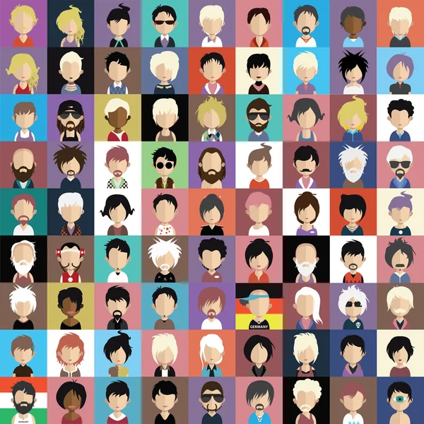 Set of people icons with faces. — Stock Vector