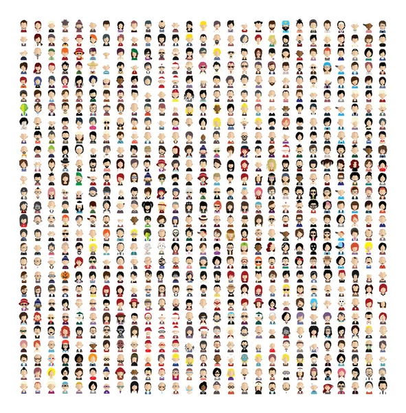 Set of people icons with faces. — Stock Vector