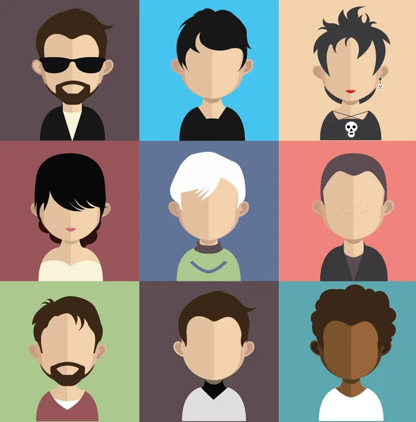 Set of people icons with faces. — Stock Vector