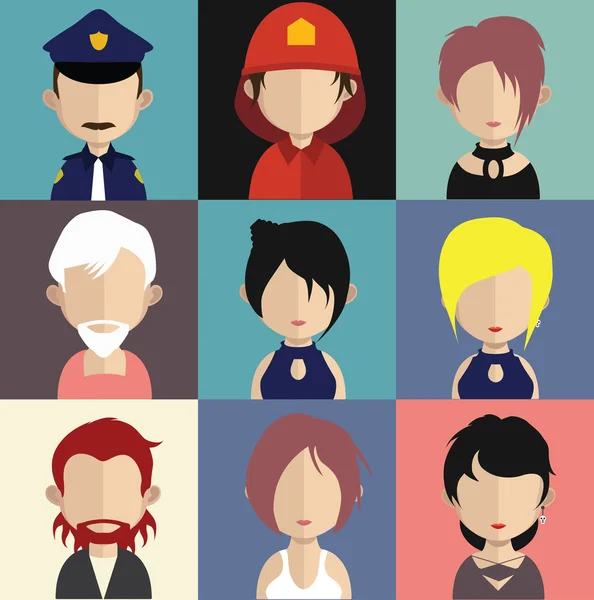 Conjunto de iconos de personas con caras . — Vector de stock