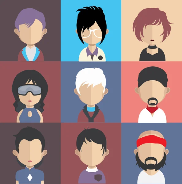 Set of people icons with faces. — Stock Vector