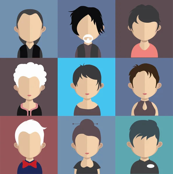 Conjunto de iconos de personas con caras . — Vector de stock