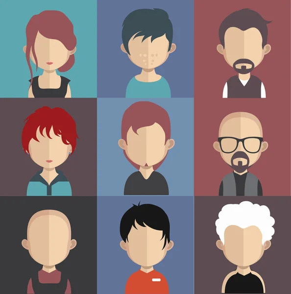 Set of people icons with faces. — Stock Vector