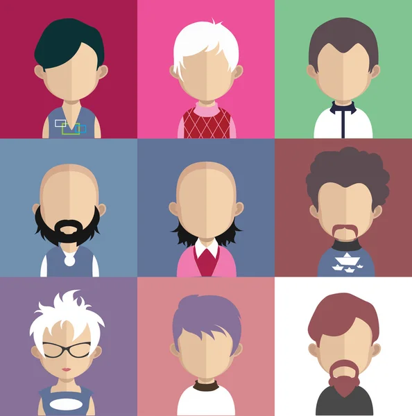 Conjunto de iconos de personas con caras . — Vector de stock