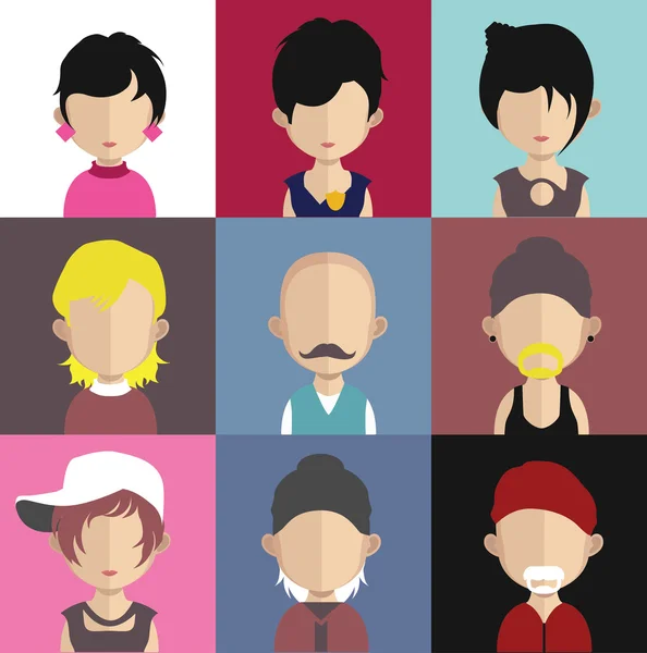 Conjunto de iconos de personas con caras . — Archivo Imágenes Vectoriales