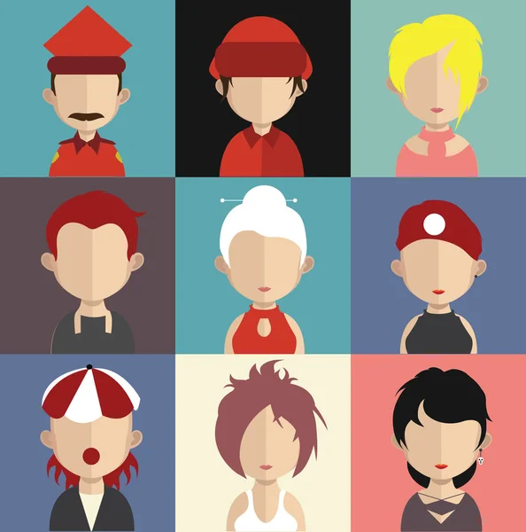 Set of people icons with faces. — Stock Vector