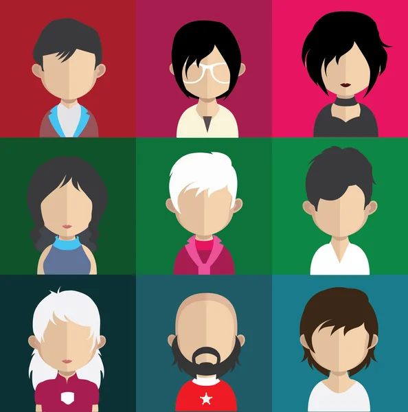 Conjunto de ícones de pessoas com rostos . —  Vetores de Stock