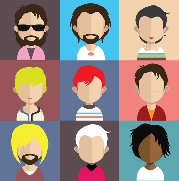 Conjunto de iconos de personas con caras . — Vector de stock