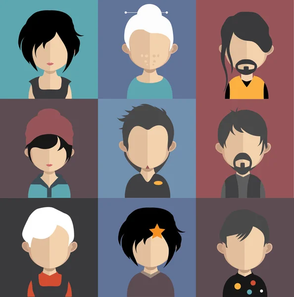 Set of people icons with faces. — Stock Vector