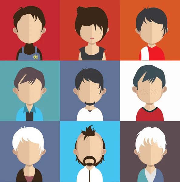 Conjunto de iconos de personas con caras . — Vector de stock