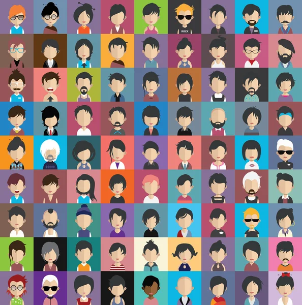 Conjunto de iconos de personas con caras . — Vector de stock