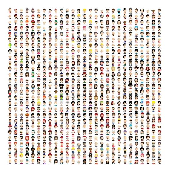 Conjunto de iconos de personas con caras . Vector de stock