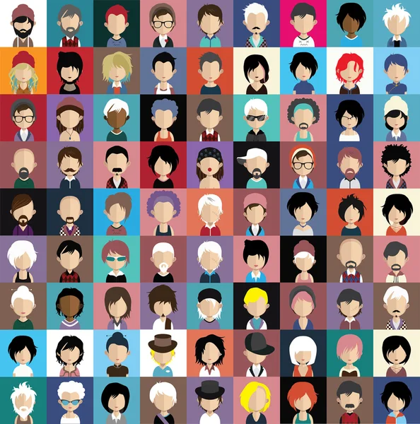 Conjunto de iconos de personas con caras . Gráficos vectoriales