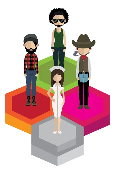 Personajes de personas en estilo plano  . — Vector de stock