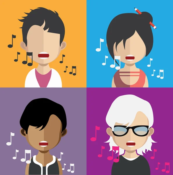 Avatar icons (singers) — Stock Vector