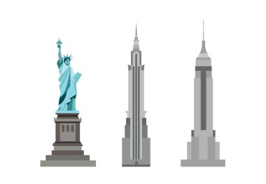 american skyscrapers and Statue of Liberty clipart