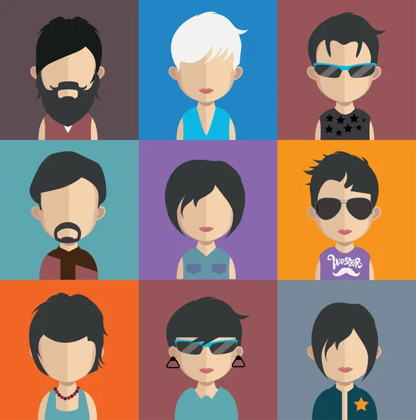 Set van mensen avatar pictogrammen — Stockvector