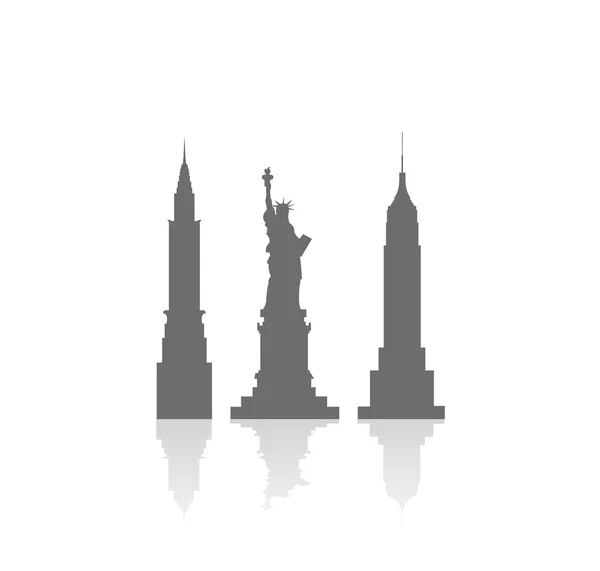 Amerikaanse wolkenkrabbers en Statue of Liberty — Stockvector