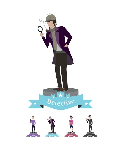 Cartoon man detective icon — Stock Vector