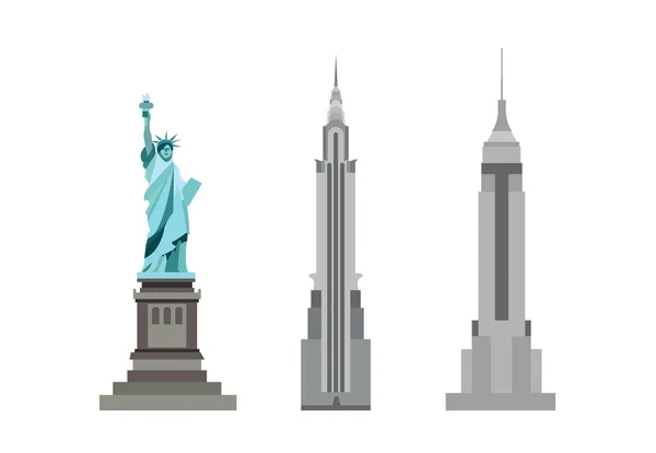 美国的摩天大楼和自由女神像 — 图库矢量图片