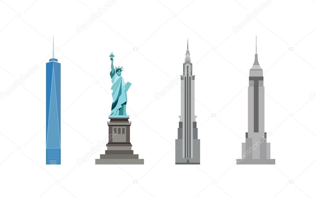 American skyscrapers and Statue of Liberty