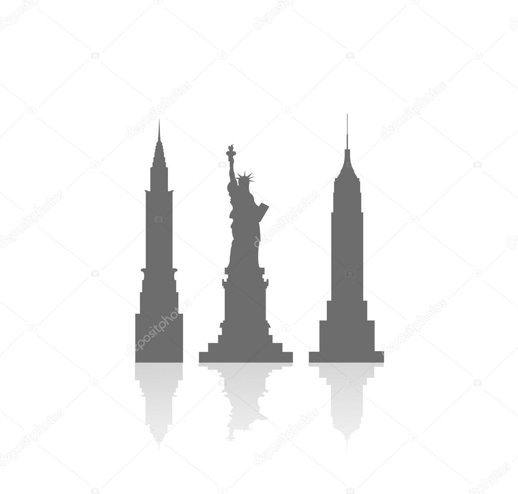 american skyscrapers and Statue of Liberty