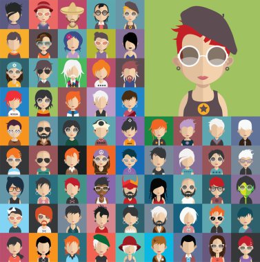 İnsanlar avatar simge kümesi