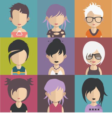 Kadın avatar simge kümesi
