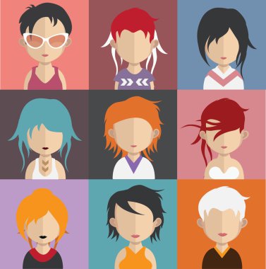 Kadın avatar simge kümesi