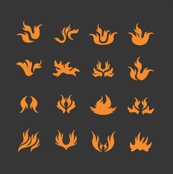 Flamme, Brandsymbole gesetzt — Stockvektor