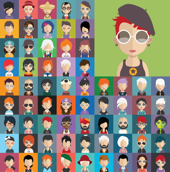 Set of people avatar icons