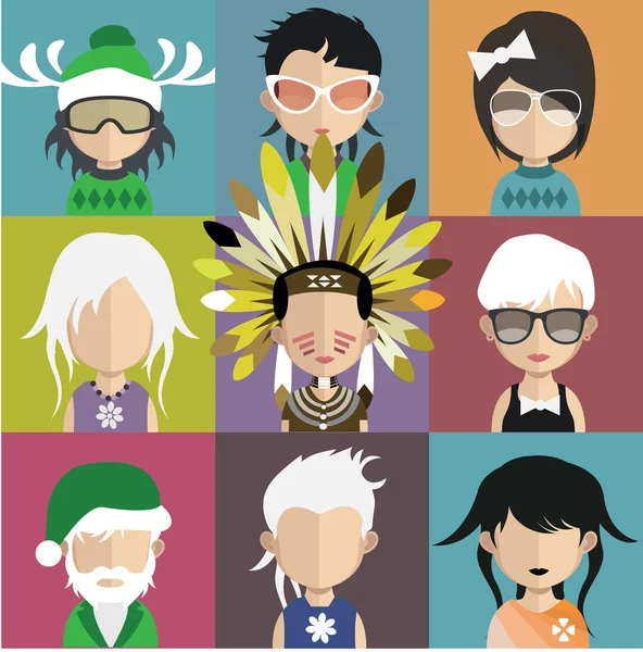 Conjunto de personas avatar iconos — Vector de stock